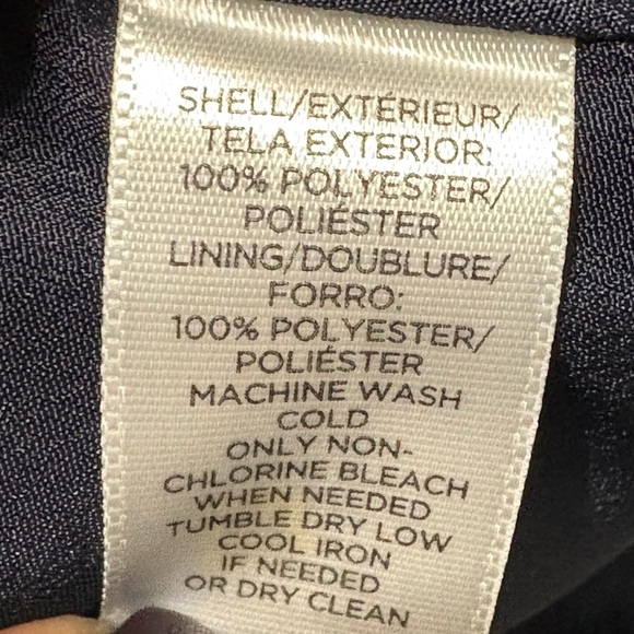 LOFT Long Sleeve Ruffled Drop Wsist Shift Dress. Navy with Yellow Floral Print - Picture 14 of 14